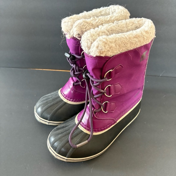 Girls Sorel Yoot Pac Duck Snow Waterproof Rubber Winter Boots Purple Warm-Size 6 - Picture 1 of 7